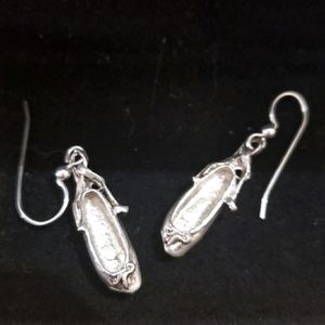 Sterling Silver 925 Ballet shoes earrings